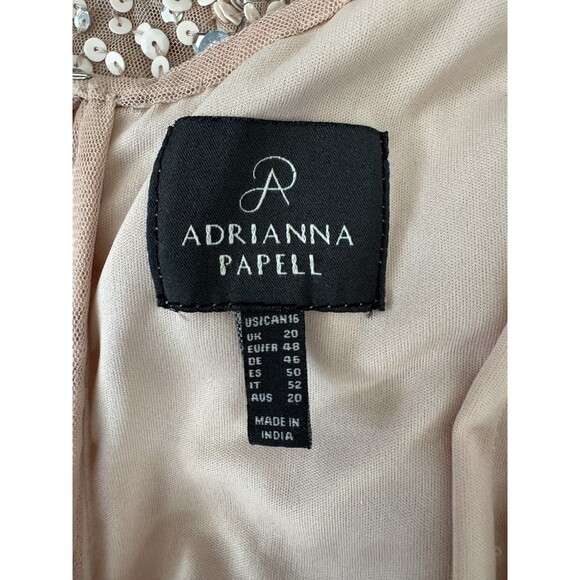 Adrianna Papell Sequin Beaded Gown Pink Nude 16 Formal Evening Dress - Picture 11 of 13